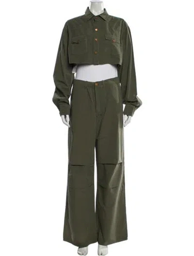 Pre-owned 3x1 Pleated Accents Pant Set In Green