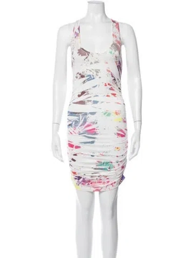 Pre-owned 3x1 Printed Mini Dress In White