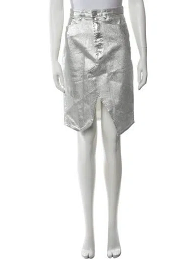 Pre-owned 3x1 Printed Mini Skirt W/ Tags In Metallic/silver