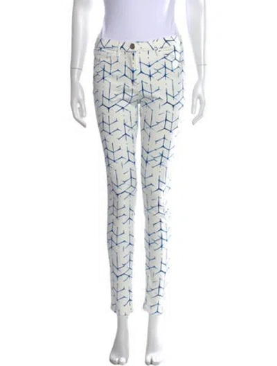 Pre-owned 3x1 Printed Skinny Leg Pants In White