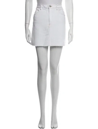 Pre-owned 3x1 Raw-edge Trim Mini Skirt In White
