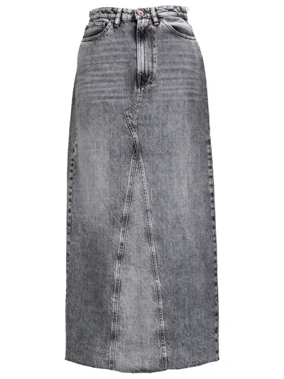 3x1 Charlotte Denim Maxi Skirt In Grey