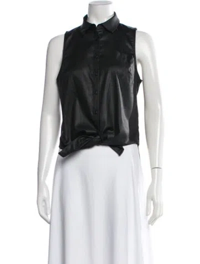Pre-owned 3x1 Sleeveless Button-up Top In Black