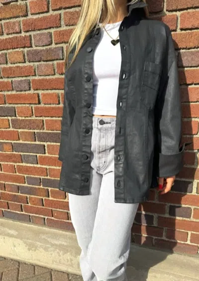 3x1 Slim Coated Oversized Shirt In Black In Grey