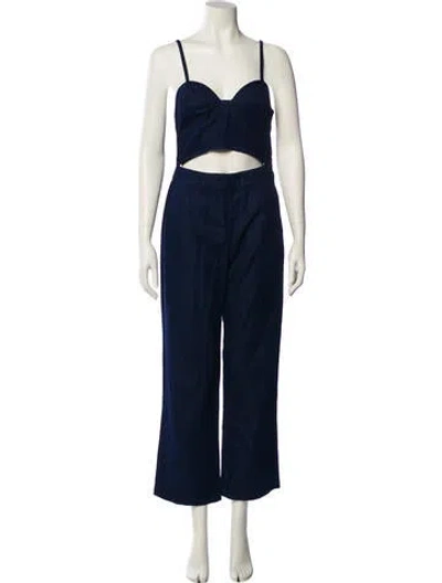 Pre-owned 3x1 Square Neckline Jumpsuit In Blue