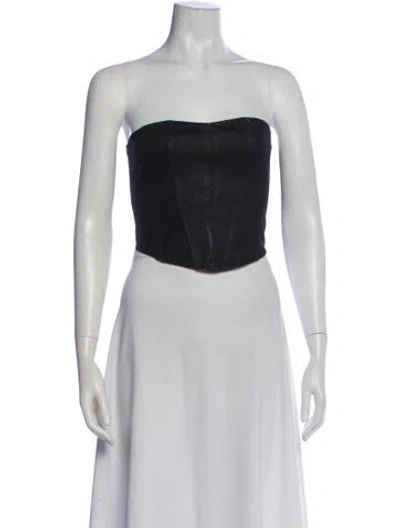 Pre-owned 3x1 Strapless Crop Top In Blue