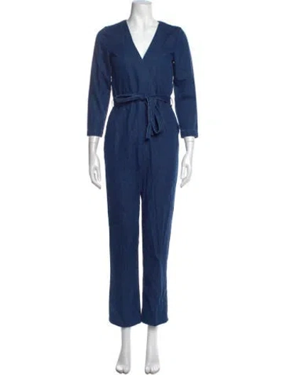 Pre-owned 3x1 V-neck Jumpsuit In Blue