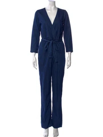 Pre-owned 3x1 V-neck Jumpsuit W/ Tags In Blue