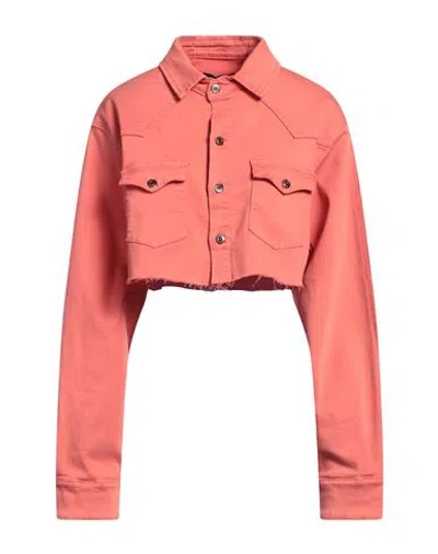 3x1 Woman Denim Outerwear Salmon Pink Size M Cotton, Polyester, Elastane In Orange