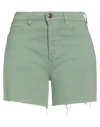 3x1 Nyc Woman Denim Shorts Light Green Size 27 Cotton, Polyester, Elastane