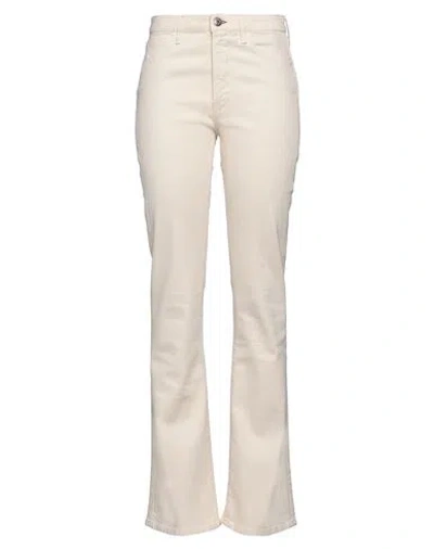 3x1 Woman Pants Ivory Size 26 Cotton, Elastane In White