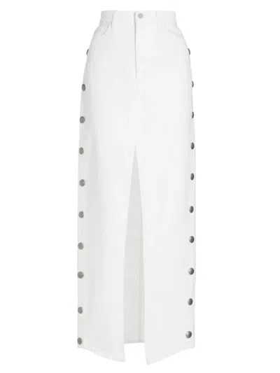 3x1 Women's Elizabella Studded Denim Maxi Skirt In Blanc