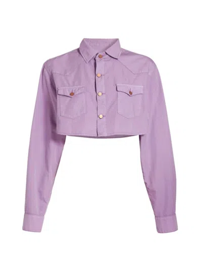 3x1 Women's Stefy Cotton-blend Crop Shirt In Lilac