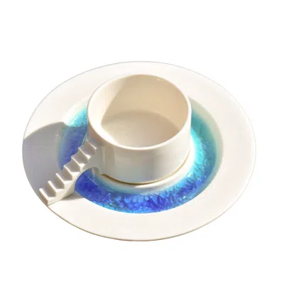 4 Am Product Design Blue / White Castle Coffee Set With Moat