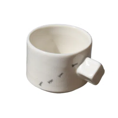 4 Am Product Design White Handmade Ant Ceramic Espresso Cup