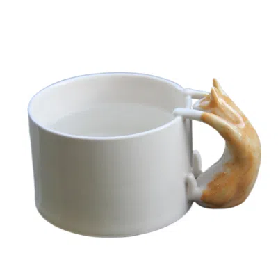4 Am Product Design Yellow / White The Companion Series –  Yellow Cat Mug In Multi