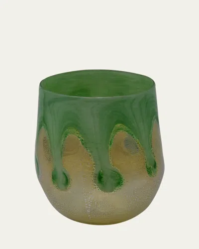 4 Glass Murano Goccia Emerald Green Drinking Glass, 10 Oz.