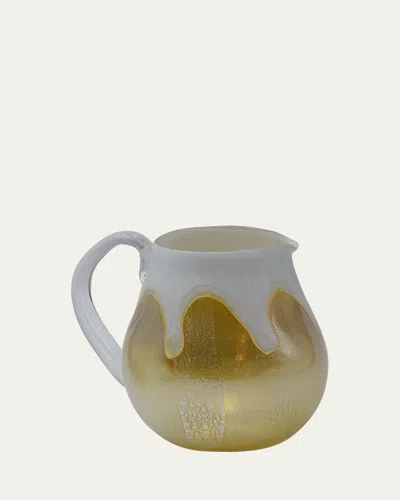 4 Glass Murano Goccia White Pitcher With Handle, 50 Oz.