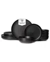 4 Supply 12pc Stoneware Dinnerware Set In Black