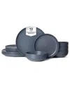 4 Supply 12pc Stoneware Dinnerware Set In Blue