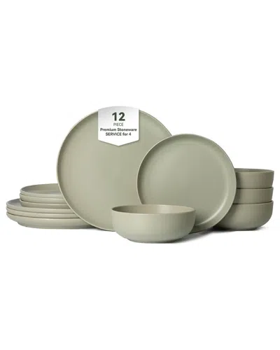 4 Supply 12pc Stoneware Dinnerware Set In Green