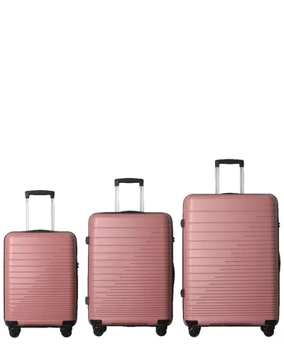 4 Supply 3pc Hardshell Carry On Luggage Set With Spinner Wheels & Tsa Lock In Pink