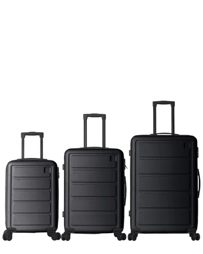 4 Supply 3pc Hardshell Lightweight Luggage Set With Spinner Wheels In Black