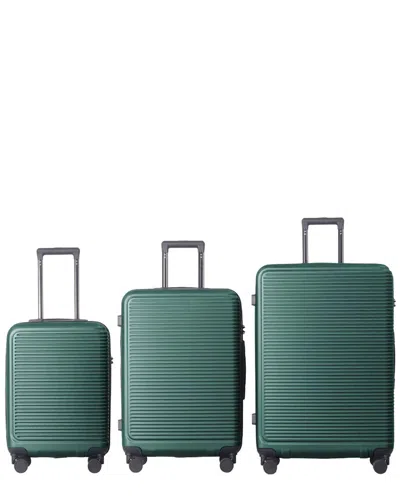 4 Supply 3pc Hardshell Lightweight Luggage Set With Spinner Wheels & Tsa Lock In Green
