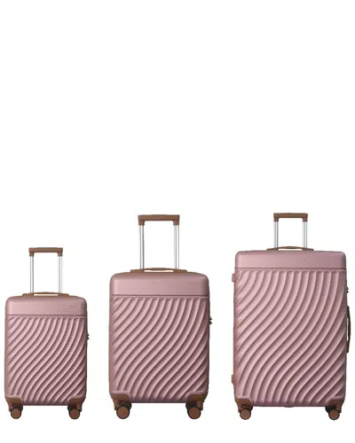 4 Supply 3pc Hardshell Lightweight Luggage Set With Spinner Wheels & Tsa Lock In Pink