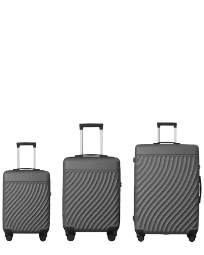 4 Supply 3pc Hardshell Lightweight Luggage Set With Spinner Wheels & Tsa Lock In Gray