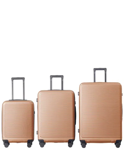 4 Supply 3pc Hardshell Lightweight Luggage Set With Spinner Wheels & Tsa Lock In Orange