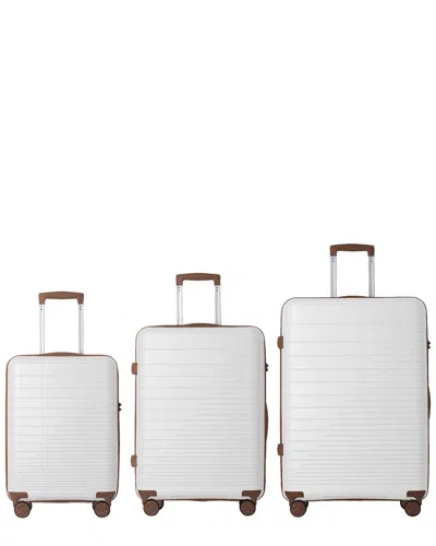 4 Supply 3pc Hardshell Luggage Set With Spinner Wheels & Tsa Lock In White