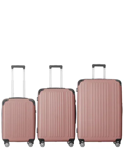 4 Supply 3pc Lightweight Abs Hardshell Luggage Set With Spinner Wheels In Burgundy