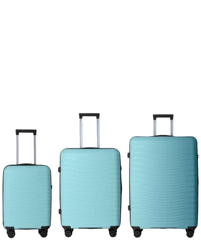 4 Supply 3pc Luggage Set With Four Spinner Wheels & Scratch-resistant Surface In Blue