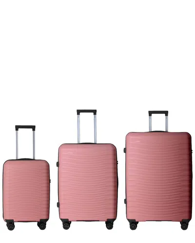 4 Supply 3pc Luggage Set With Four Spinner Wheels & Scratch-resistant Surface In Pink