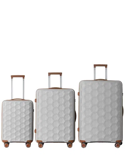 4 Supply 3pc Luggage Set With Rolling Wheels In Gray