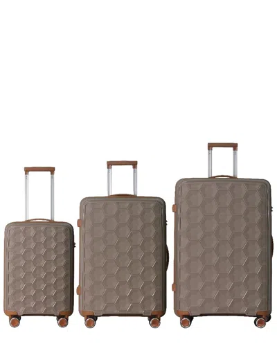 4 Supply 3pc Luggage Set With Rolling Wheels In Brown