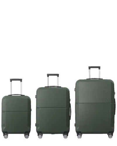 4 Supply 3pc Premium Abs Luggage Set With Multi-position Handle In Green