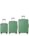 4 Supply 3pc Premium Abs Luggage Set With Multi-position Handle In Green