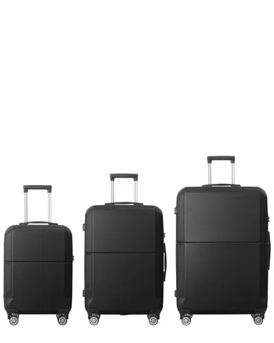 4 Supply 3pc Premium Abs Luggage Set With Multi-position Handle In Black