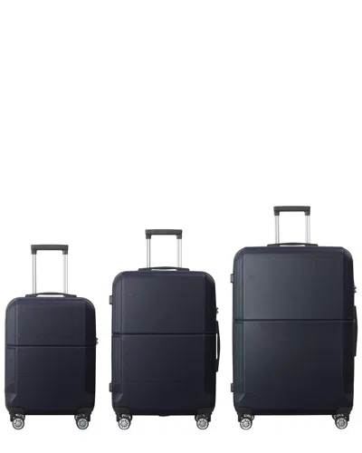 4 Supply 3pc Premium Abs Luggage Set With Multi-position Handle In Blue