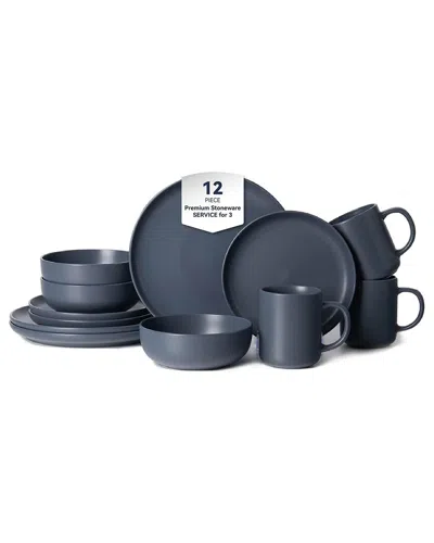 4 Supply 6 Supply 12pc Stoneware Dinnerware Set With Mugs In Blue