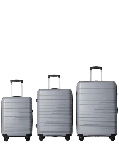 4 Supply 6 Supply 3pc Hardshell Carry On Luggage Set With Spinner Wheels & Tsa Lock In Gray