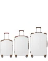 4 Supply Brown 3pc Premium Abs Luggage Set With Multi-position Handle In White