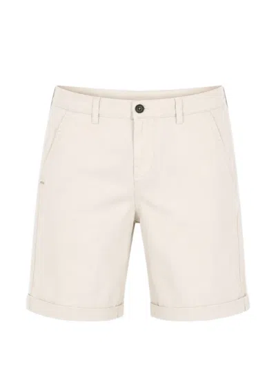 40 Weft Logo-patch Turn-up Shorts In Neutral