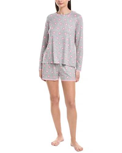 40 Winks 2pc Sleep Top & Boxer Short Set In Gray