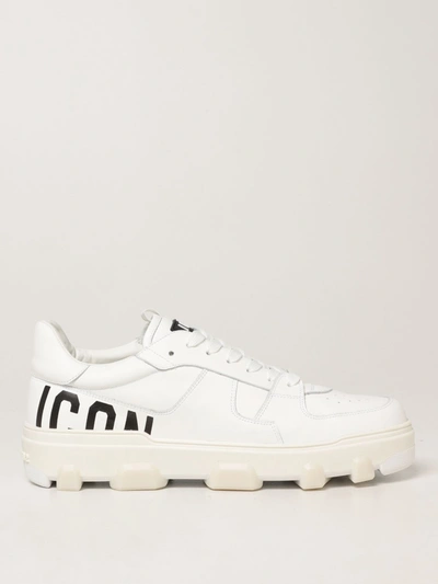 Dsquared2 Basket Icon Leather Low-top Sneakers In White