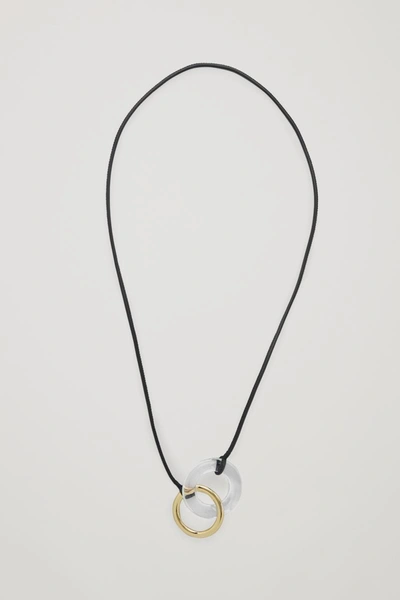Cos Interlinked Ring Necklace In Dark Navy / Gold