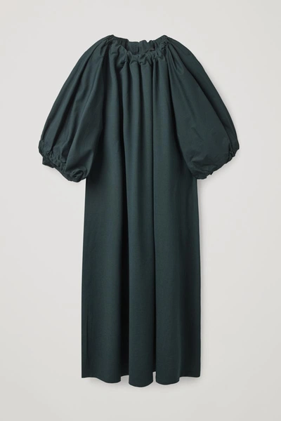Cos Gathered Dress In Dark Turquoise | ModeSens