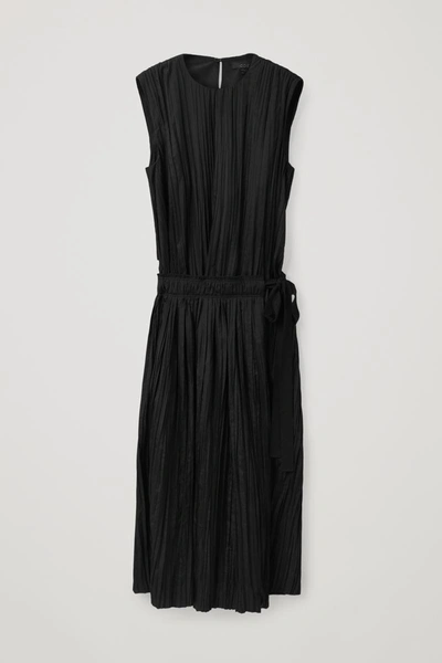 Cos Pleated Wrap Dress In Black | ModeSens